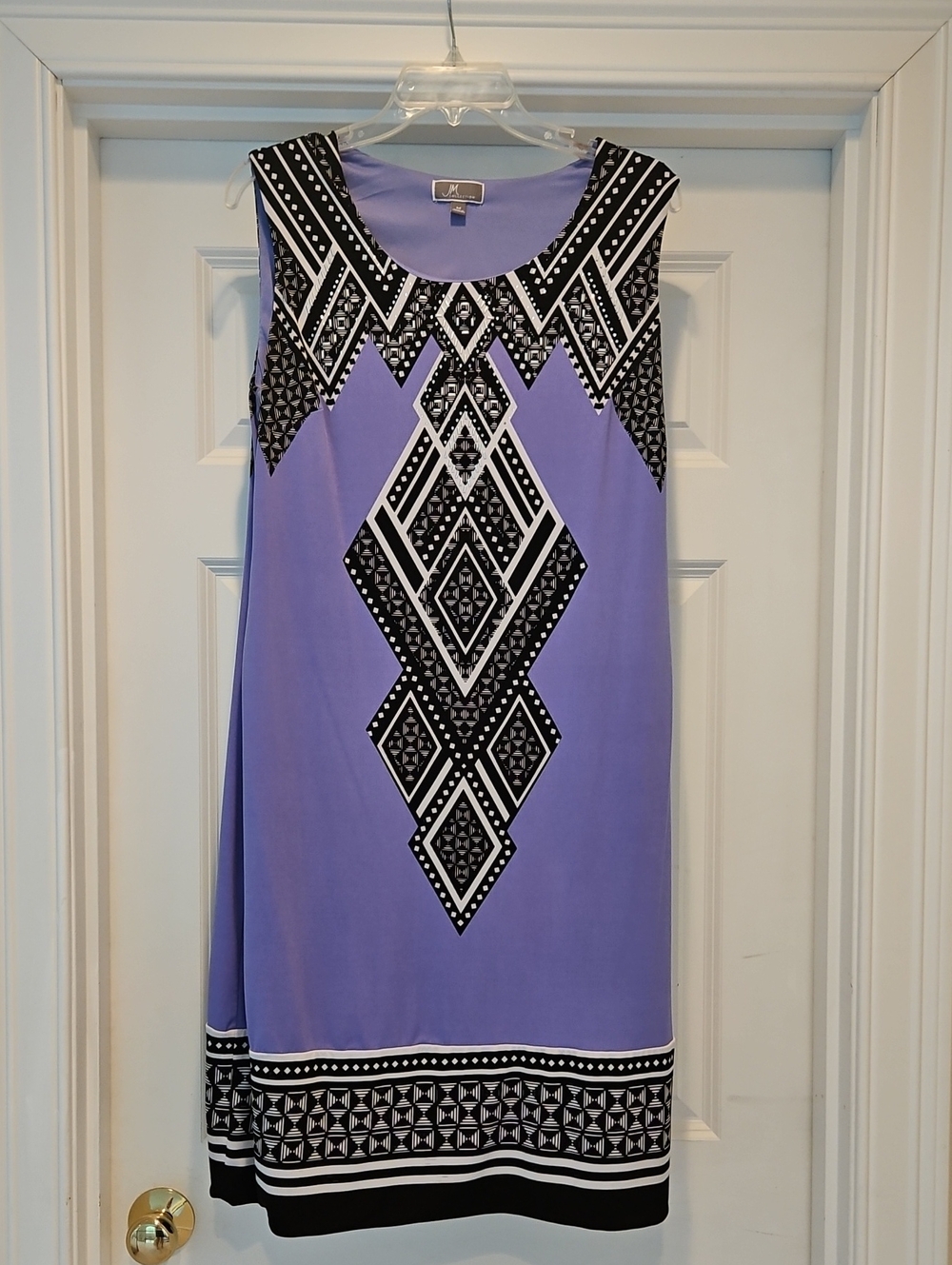 JM Collection Lavender and Black Geometric Midi Dress